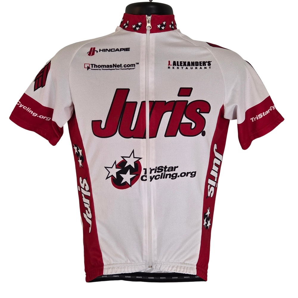 Hincapie Cycling Jersey Mens‎ Full Zip Short Sleeve Team Juris White Red Size S